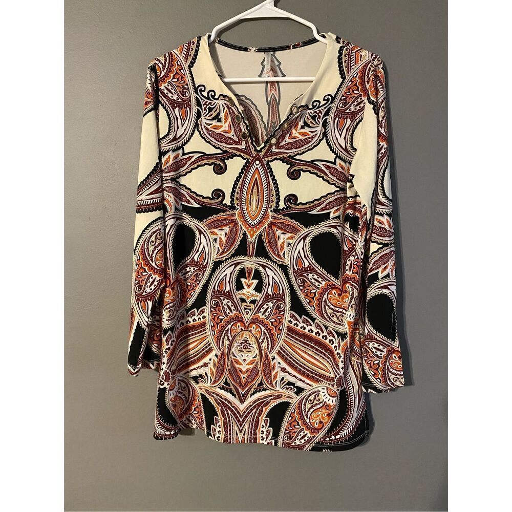 Passport Long Sleeve VNeck Tunic Top Size Small